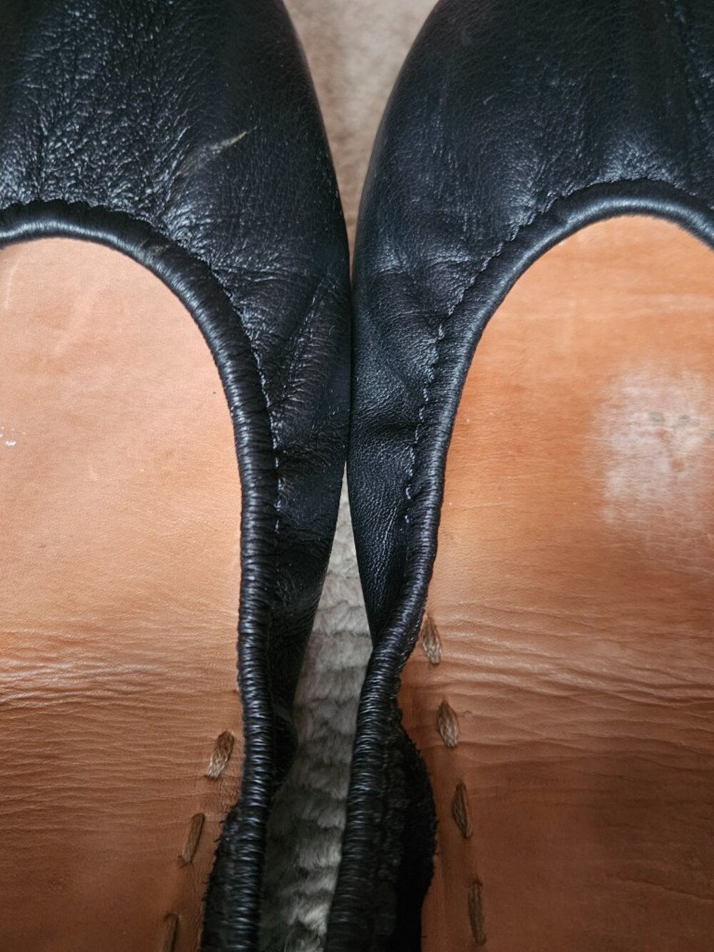 Tieks Black Leather Ballet Flats Size 9 Turquoise Accents - Foldable Shoes - Picture 3 of 8